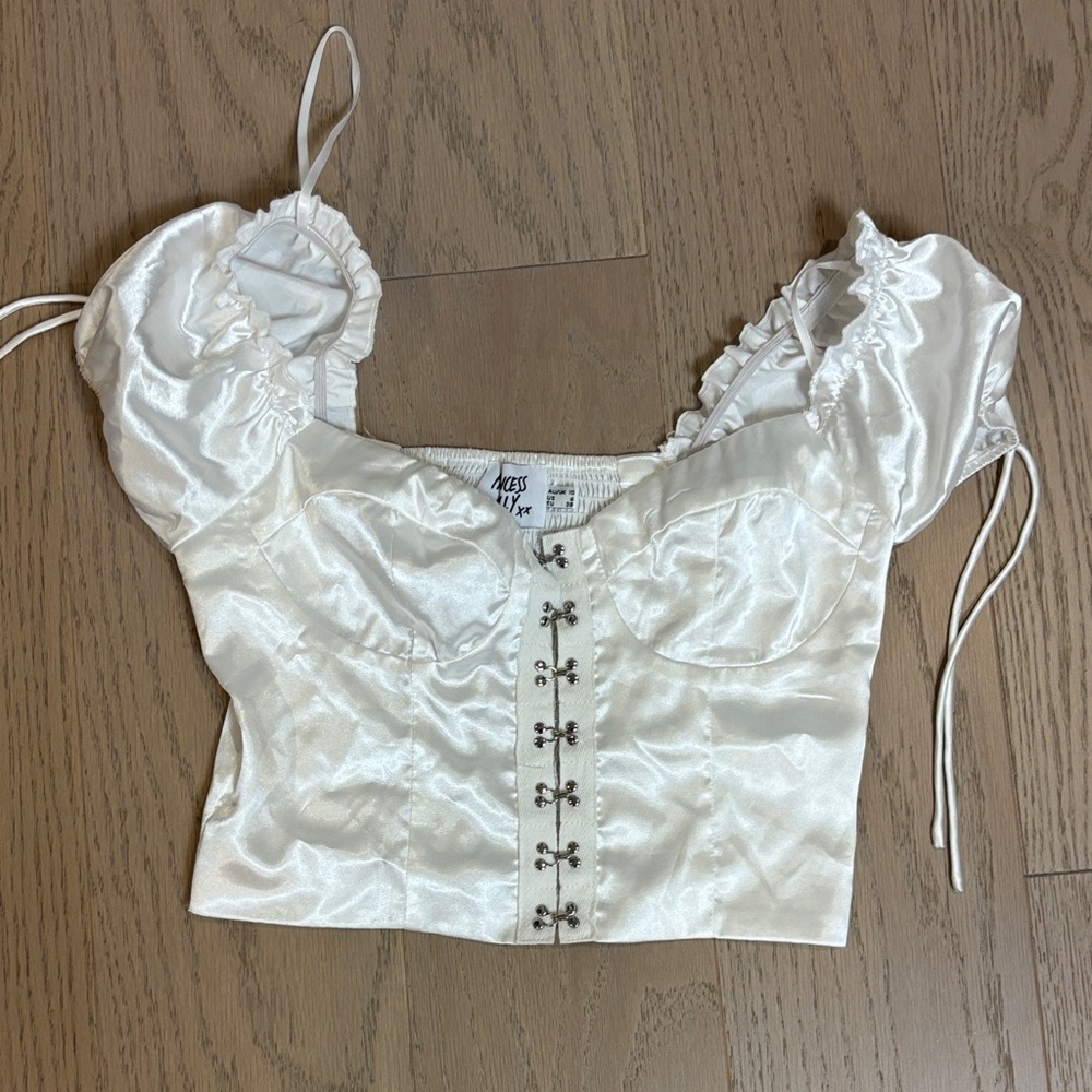 Princess Polly Ivory Satin Corset Blouse NWOT